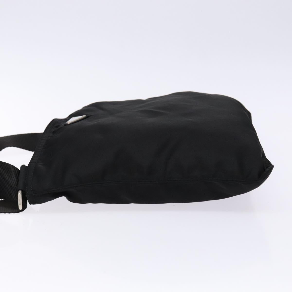PRADA Shoulder Bag Nylon Black Silver Auth 137512