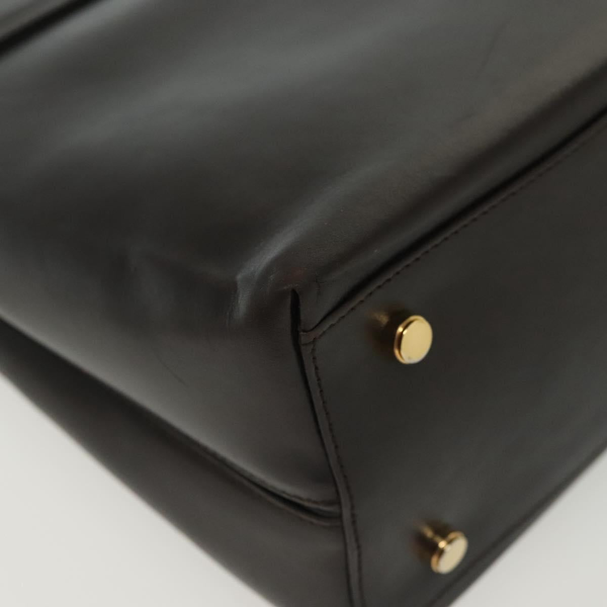 Salvatore Ferragamo Gancini Hand Bag Leather Black Gold Auth 137516