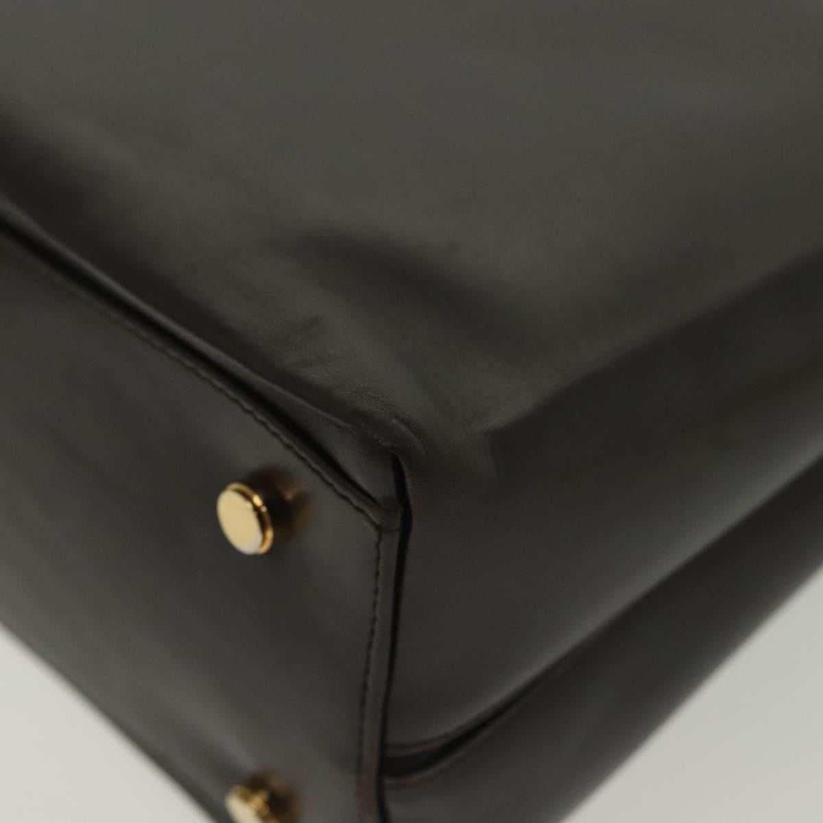 Salvatore Ferragamo Gancini Hand Bag Leather Black Gold Auth 137516