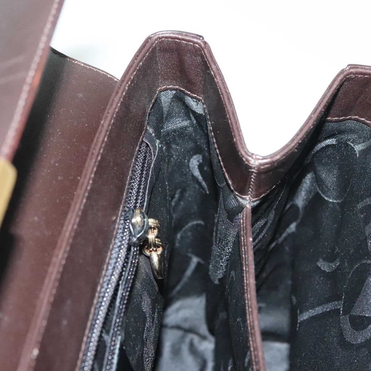 Salvatore Ferragamo Gancini Hand Bag Leather Black Gold Auth 137516