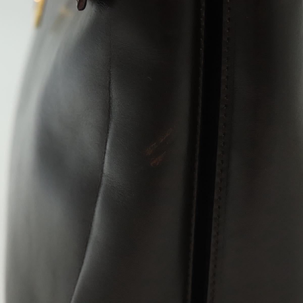Salvatore Ferragamo Gancini Hand Bag Leather Black Gold Auth 137516
