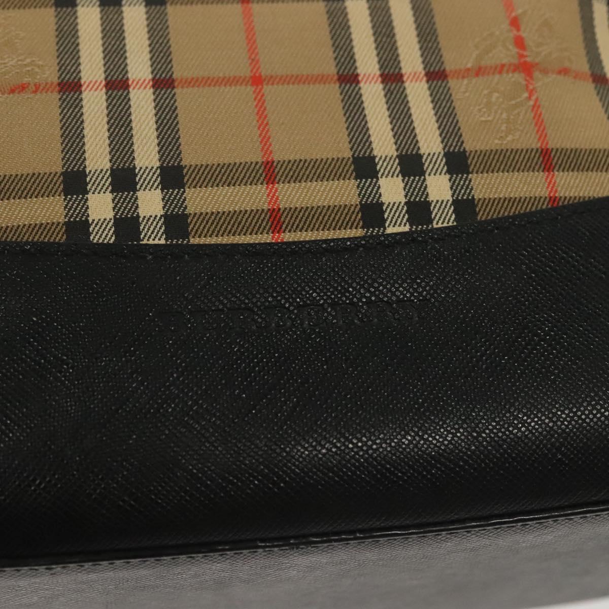 BURBERRY Nova Check Hand Bag Canvas Leather Beige Gold Auth 137517