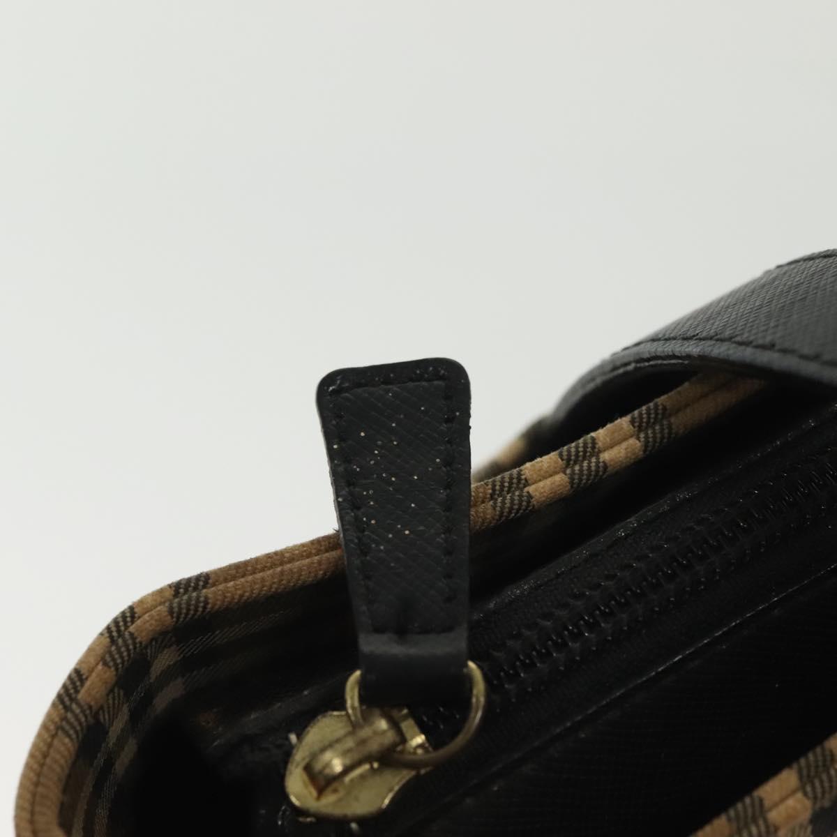 BURBERRY Nova Check Hand Bag Canvas Leather Beige Gold Auth 137517