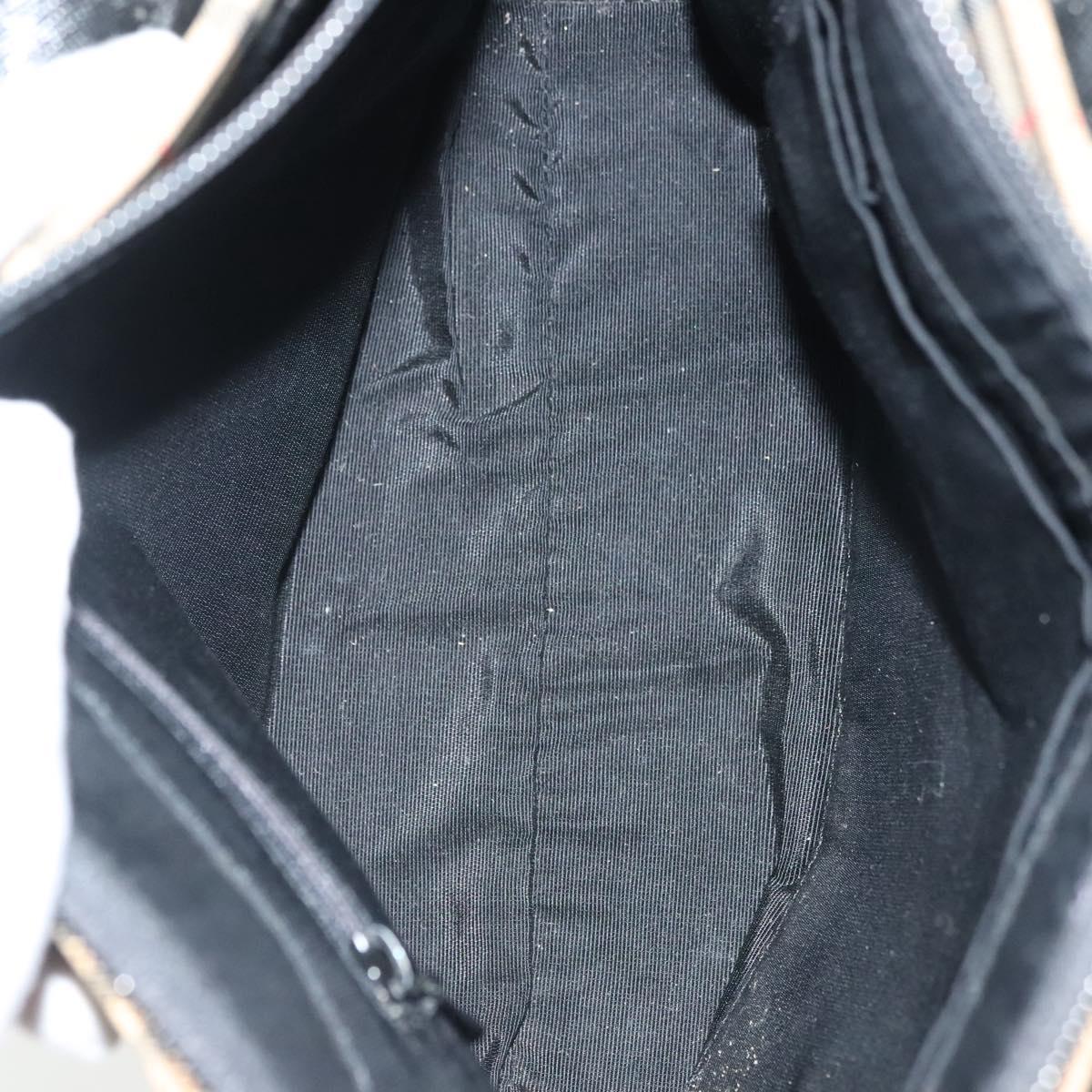 BURBERRY Nova Check Hand Bag Canvas Leather Beige Gold Auth 137517