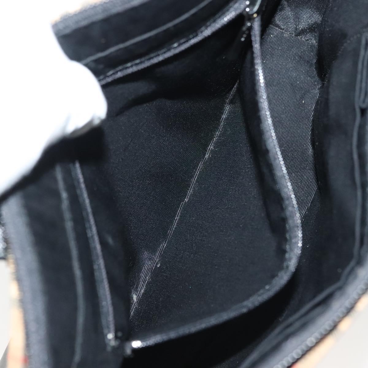 BURBERRY Nova Check Hand Bag Canvas Leather Beige Gold Auth 137517