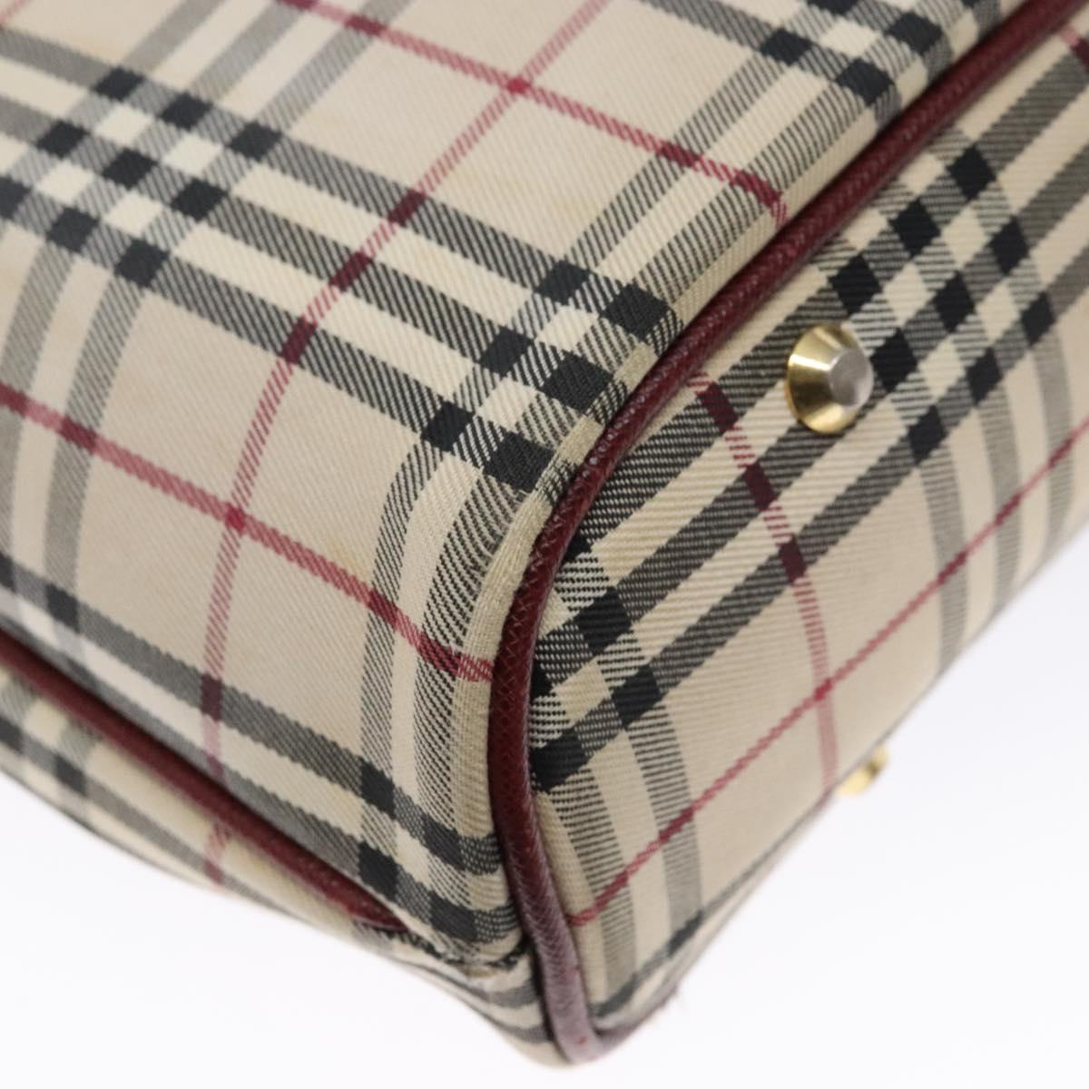 BURBERRY Nova Check Hand Bag Canvas Beige Gold Auth 137524