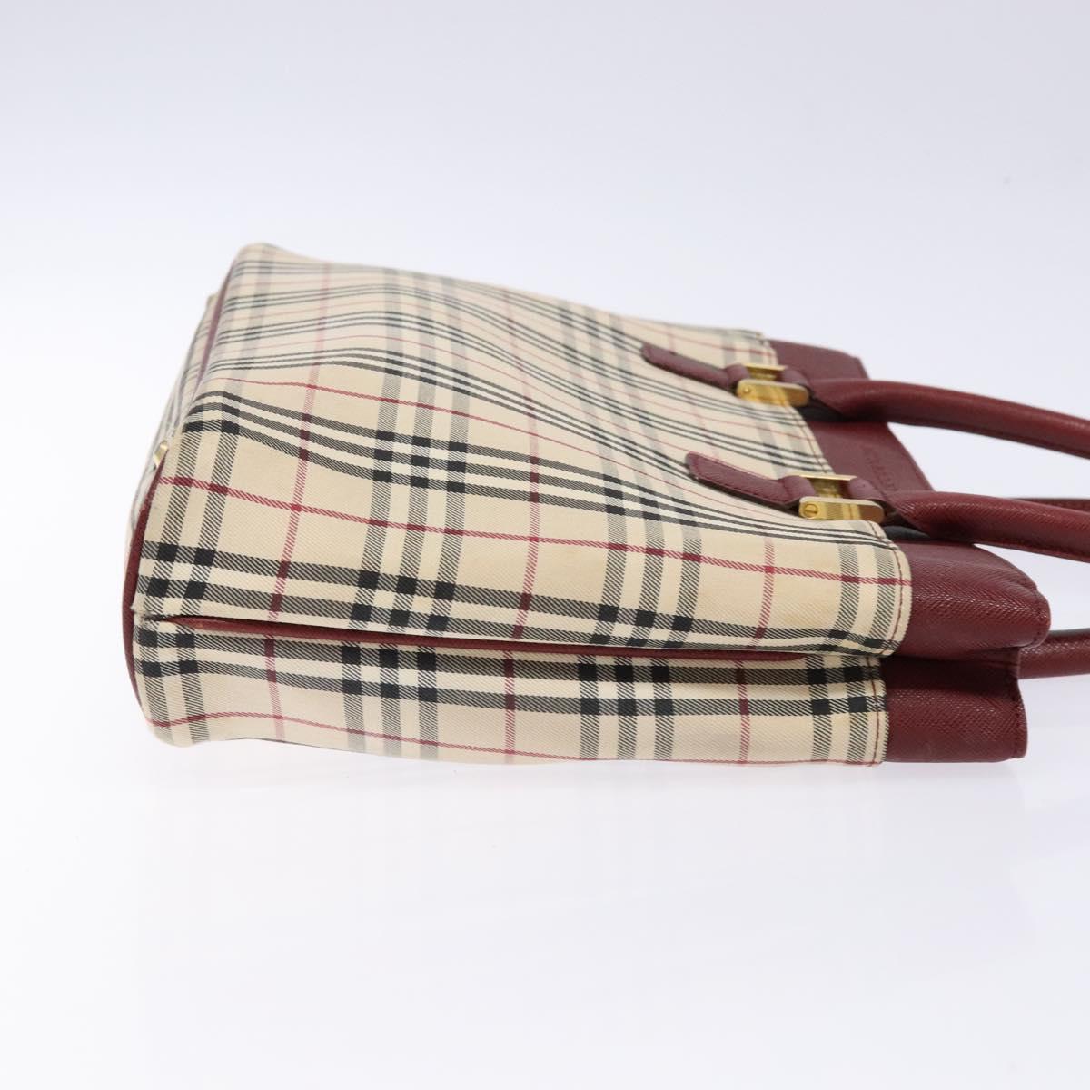 BURBERRY Nova Check Hand Bag Canvas Beige Gold Auth 137524