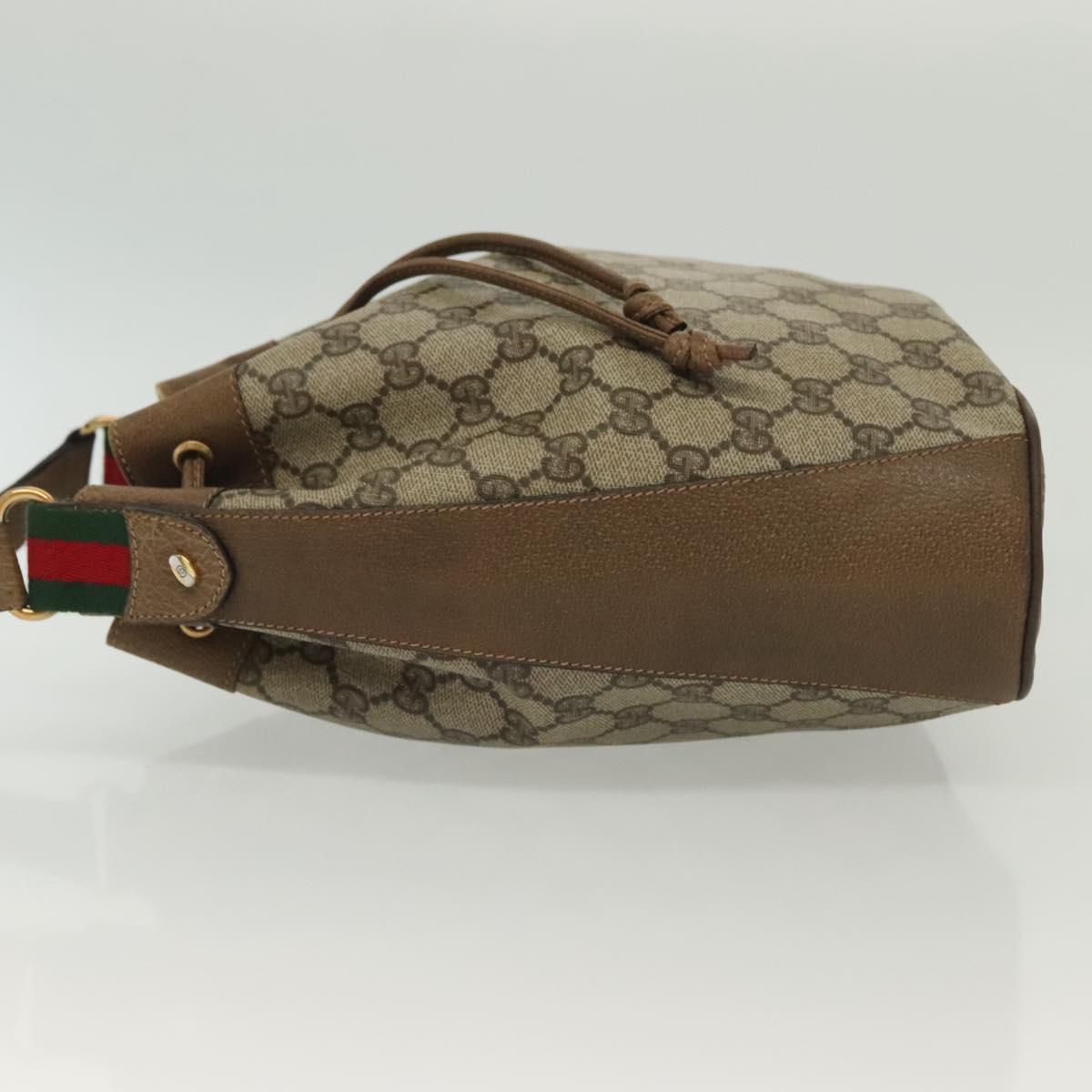 GUCCI GG Supreme Web Sherry Line Shoulder Bag PVC Beige 14 02 034 Auth 137535
