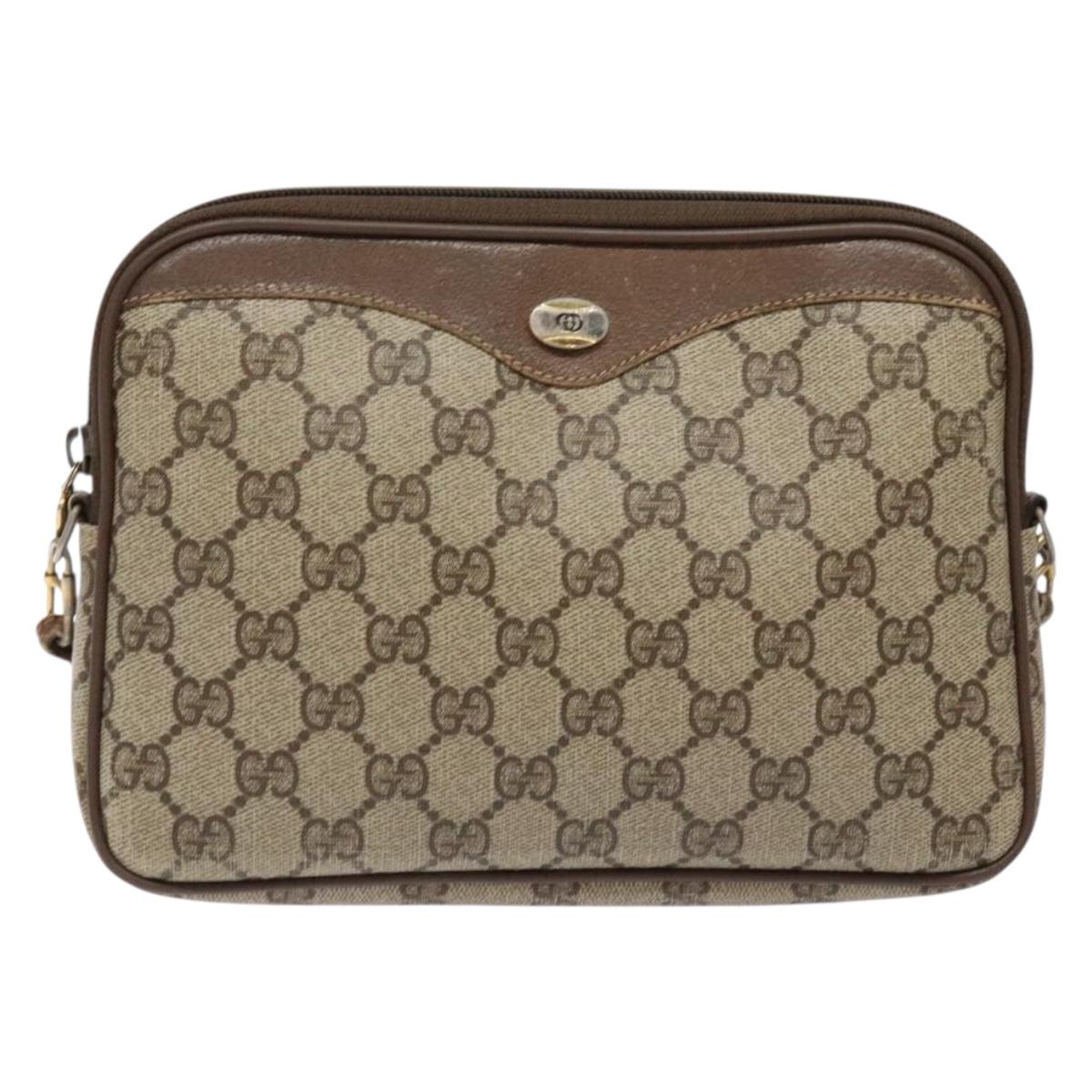 GUCCI GG Supreme Shoulder Bag PVC Beige Gold 114291 Auth 137544
