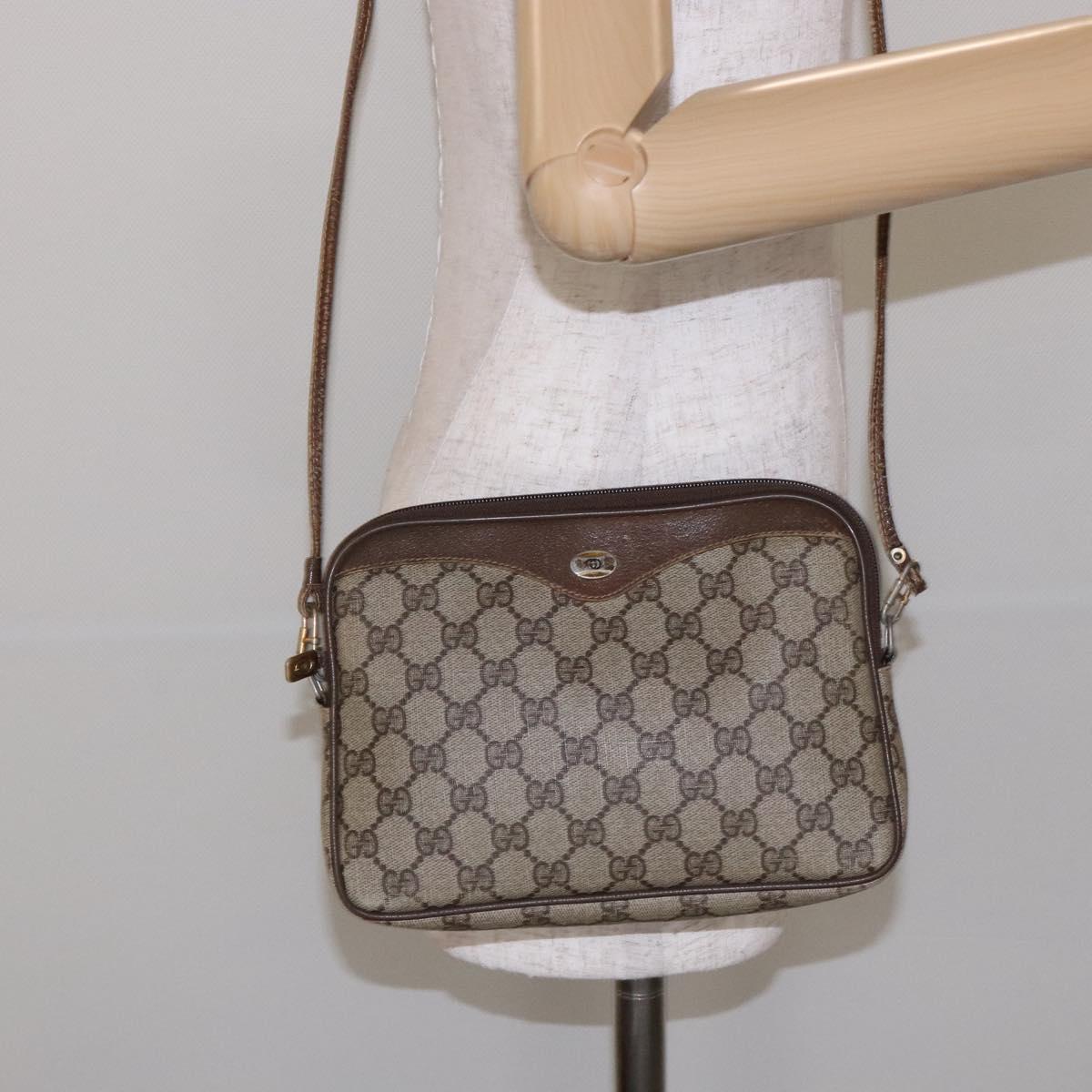 GUCCI GG Supreme Shoulder Bag PVC Beige Gold 114291 Auth 137544