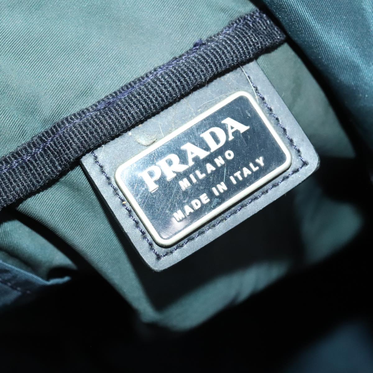 PRADA Boston Bag Nylon Navy Silver Auth 137548