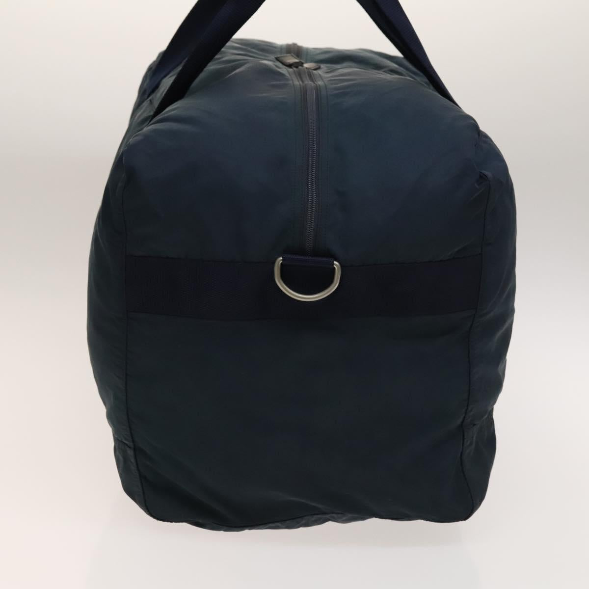 PRADA Boston Bag Nylon Navy Silver Auth 137548