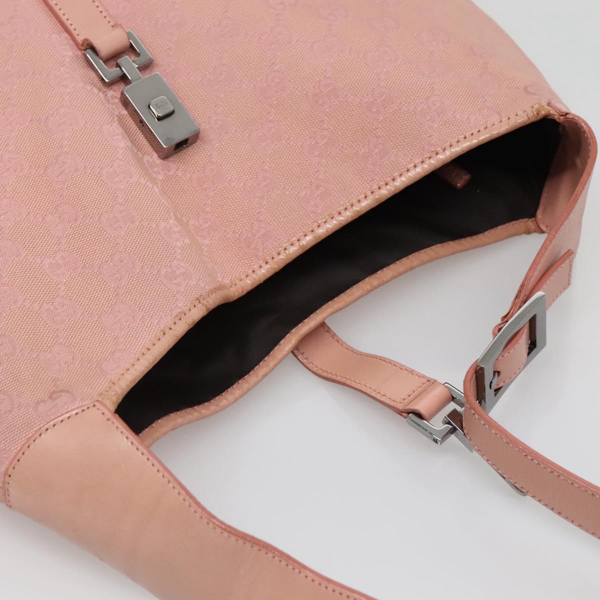 GUCCI GG Canvas Jackie Shoulder Bag Pink Silver 001 3346 3444 Auth 137563