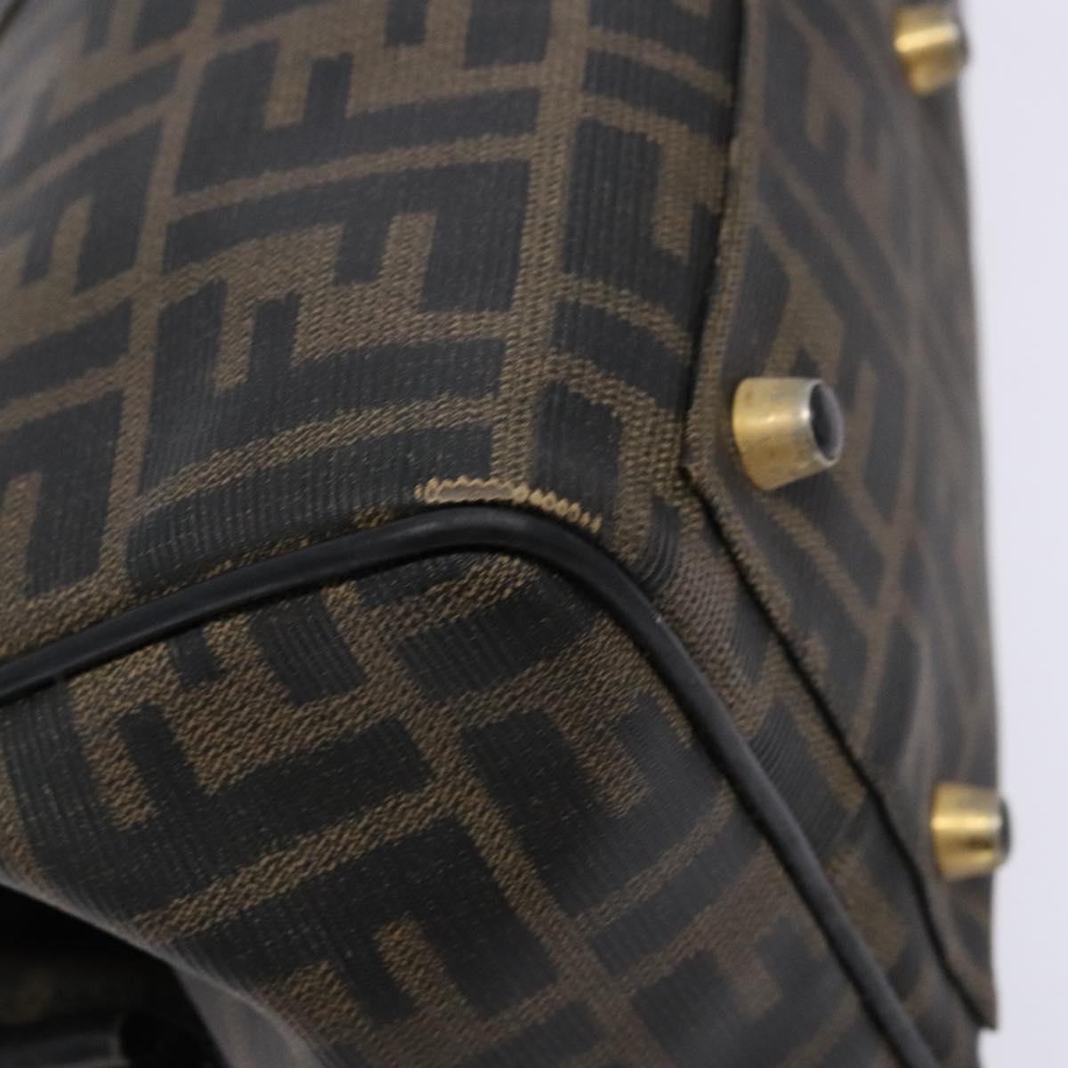 FENDI Zucca Canvas Hand Bag Brown Black Auth 137564