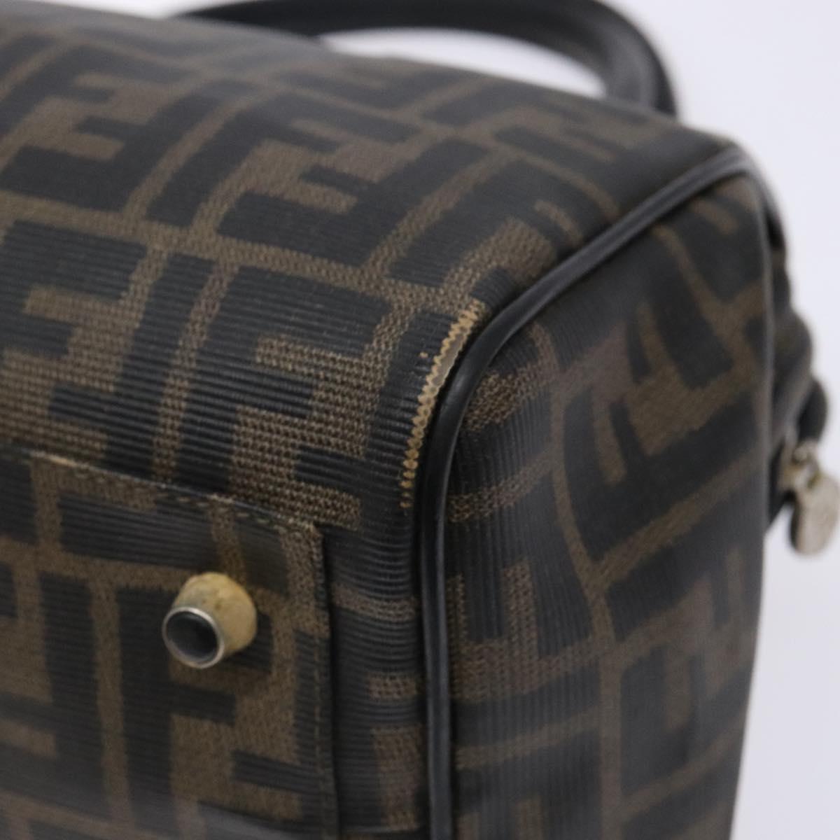 FENDI Zucca Canvas Hand Bag Brown Black Auth 137564