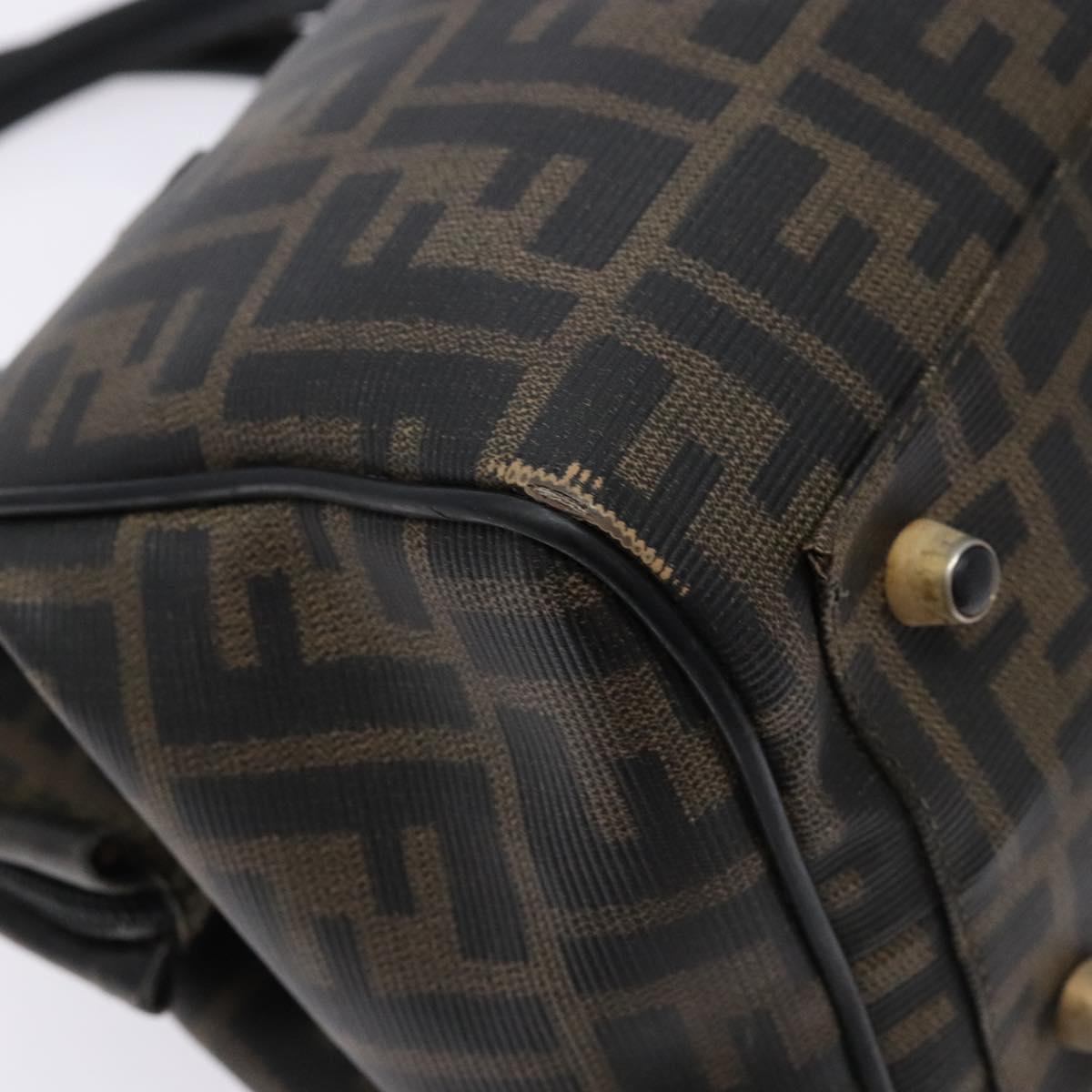 FENDI Zucca Canvas Hand Bag Brown Black Auth 137564