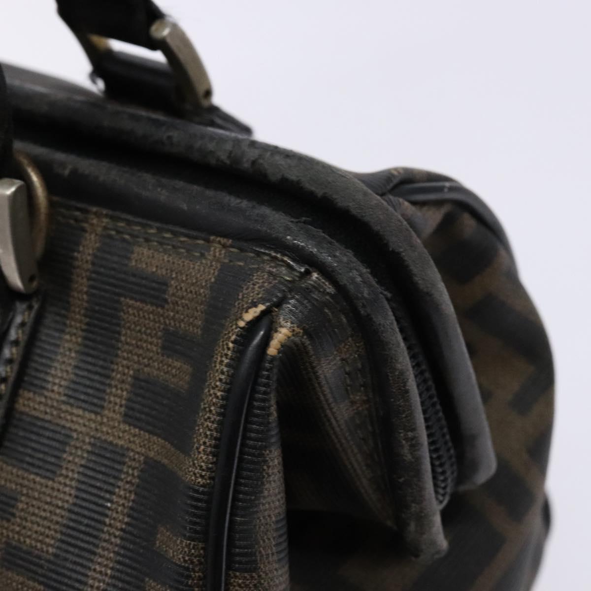 FENDI Zucca Canvas Hand Bag Brown Black Auth 137564