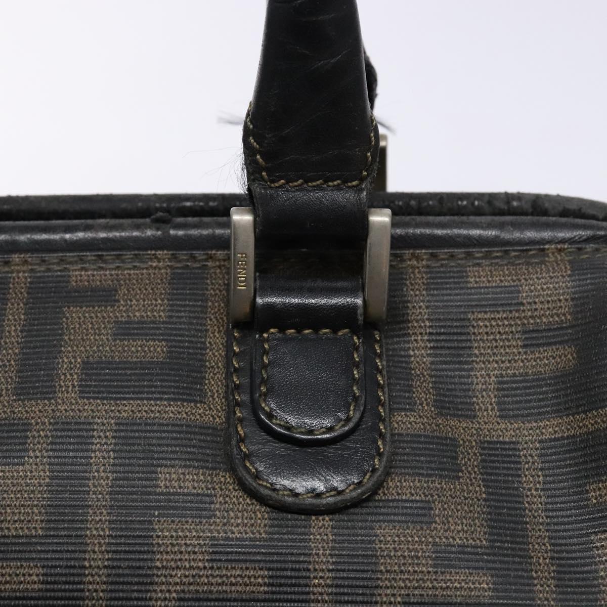 FENDI Zucca Canvas Hand Bag Brown Black Auth 137564