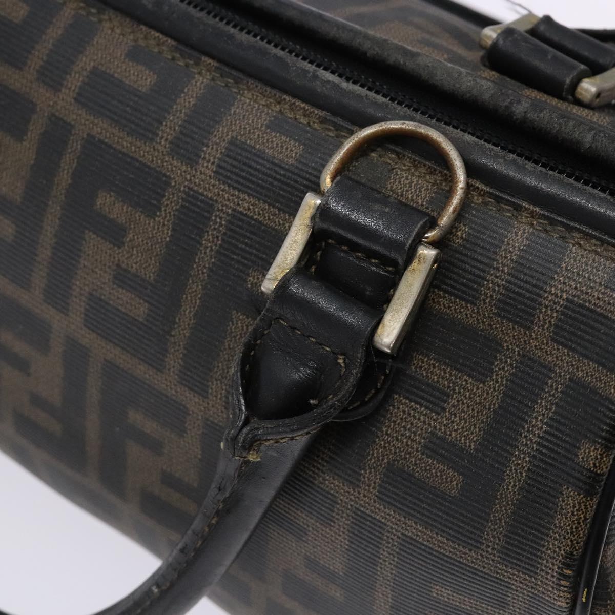 FENDI Zucca Canvas Hand Bag Brown Black Auth 137564