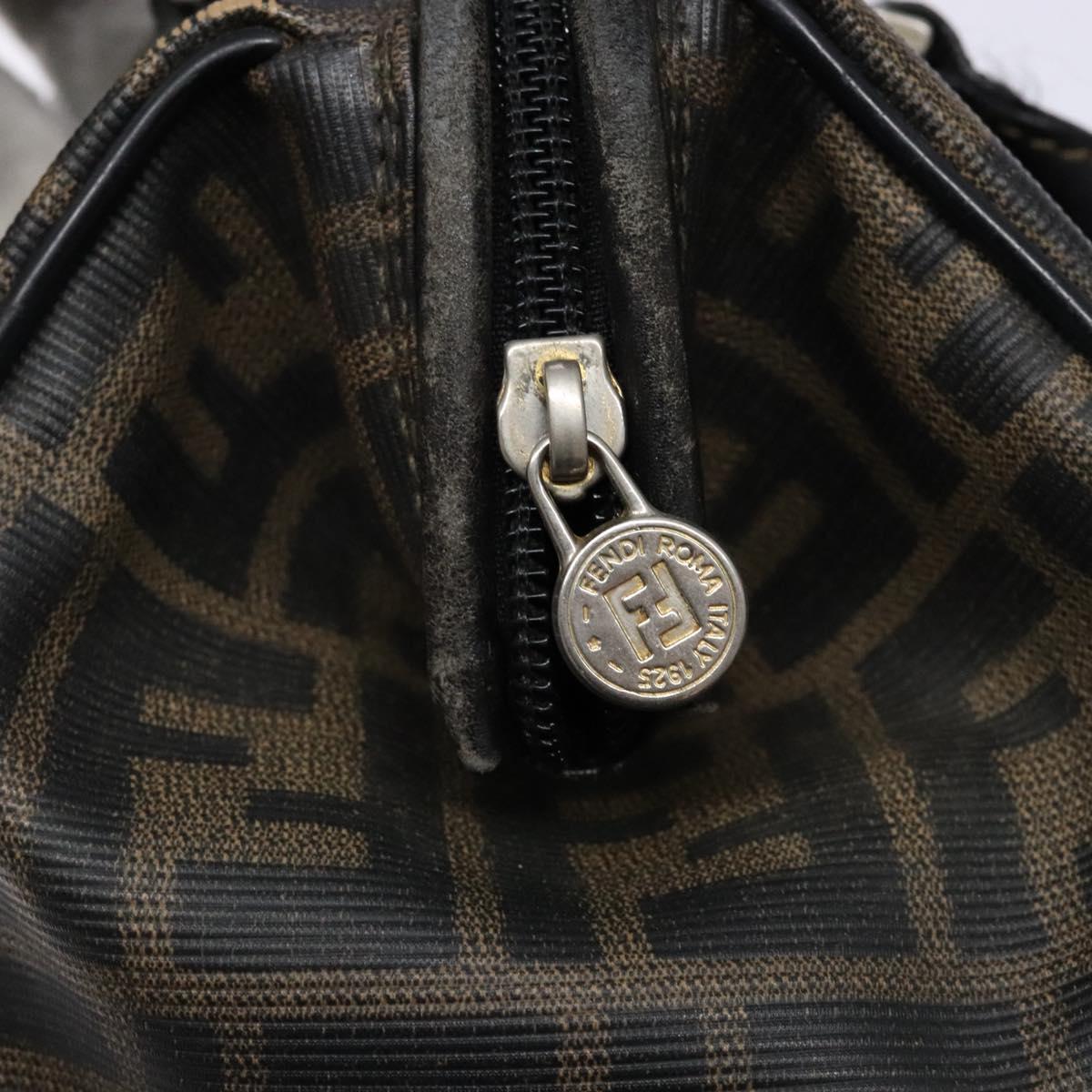 FENDI Zucca Canvas Hand Bag Brown Black Auth 137564