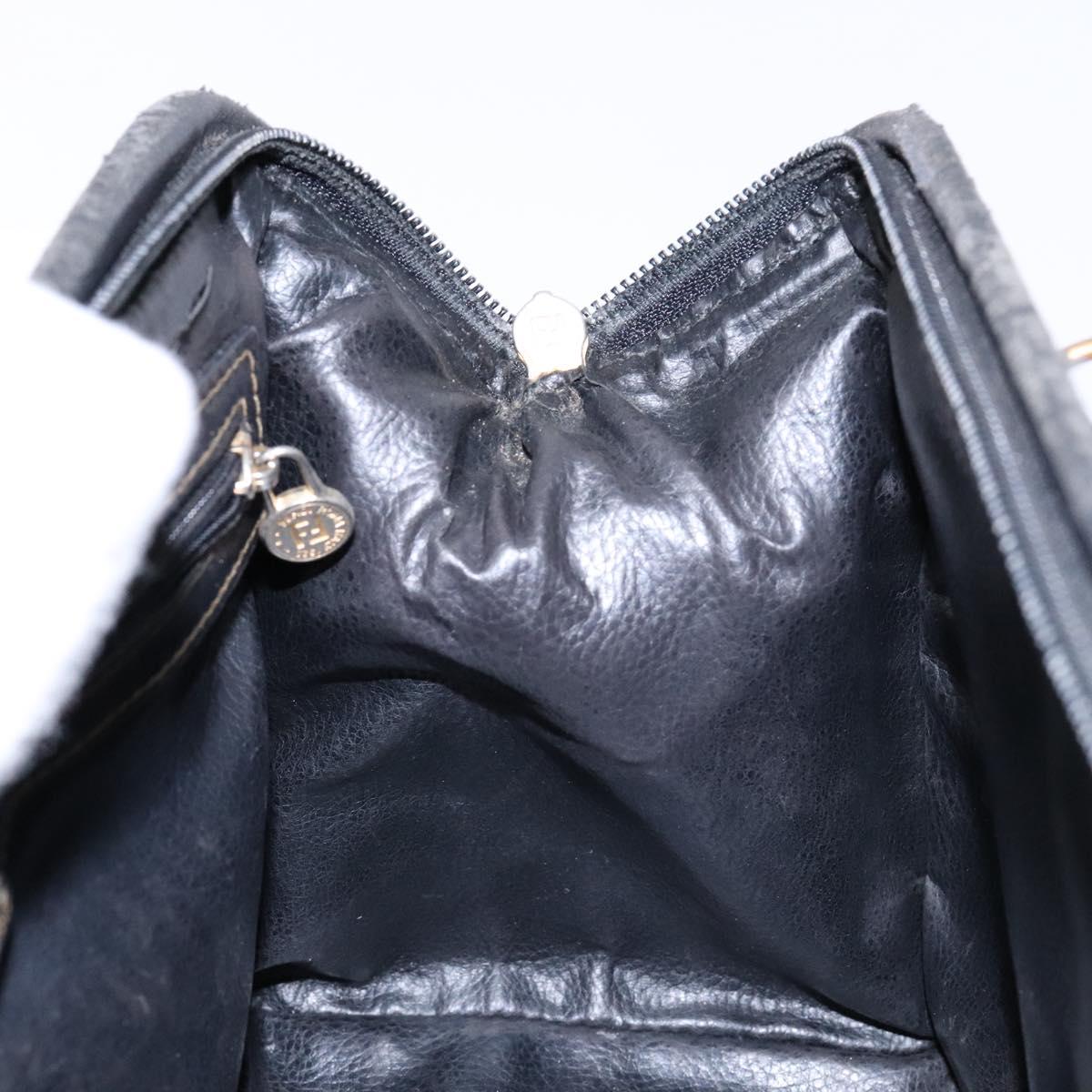 FENDI Zucca Canvas Hand Bag Brown Black Auth 137564