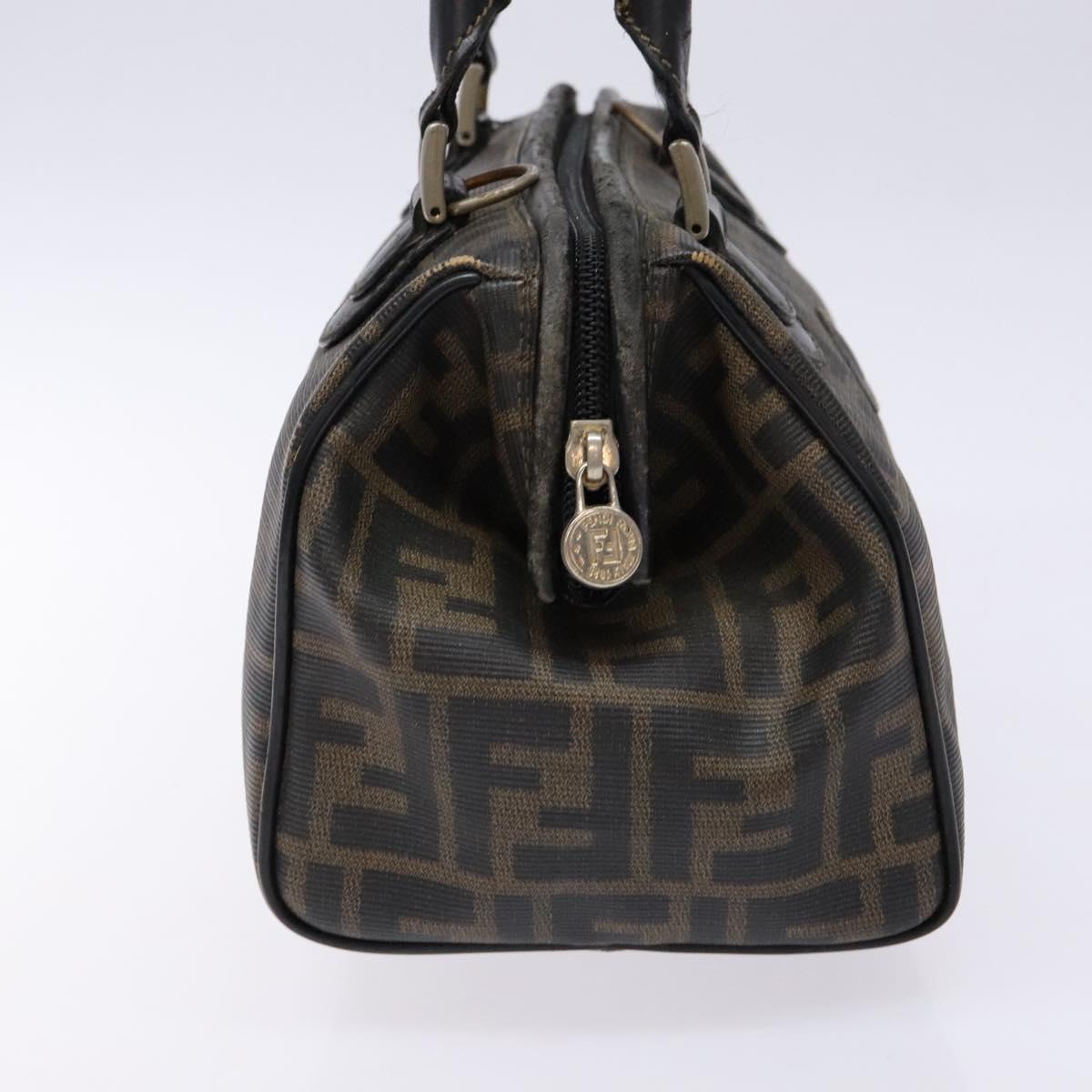 FENDI Zucca Canvas Hand Bag Brown Black Auth 137564