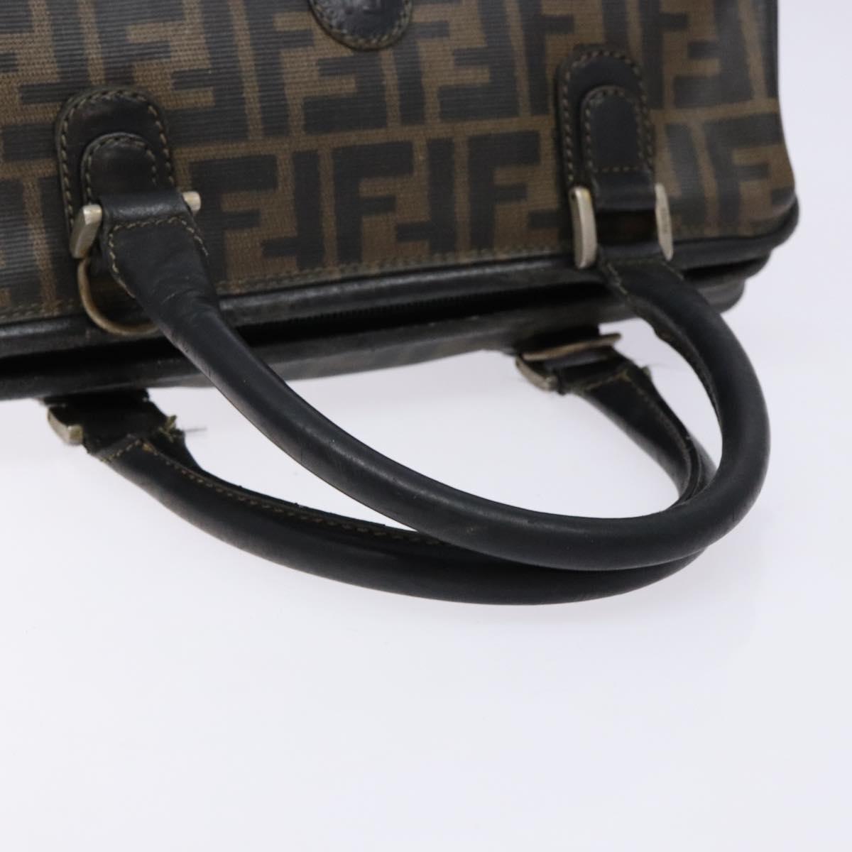 FENDI Zucca Canvas Hand Bag Brown Black Auth 137564
