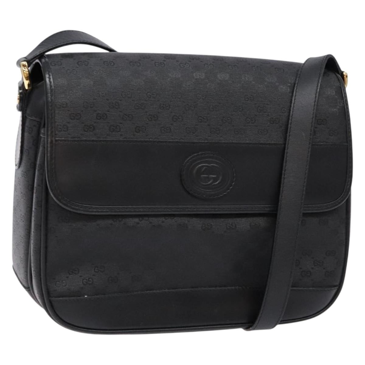 GUCCI Micro GG Supreme Shoulder Bag PVC Black Gold 001 14 0925 Auth 137566