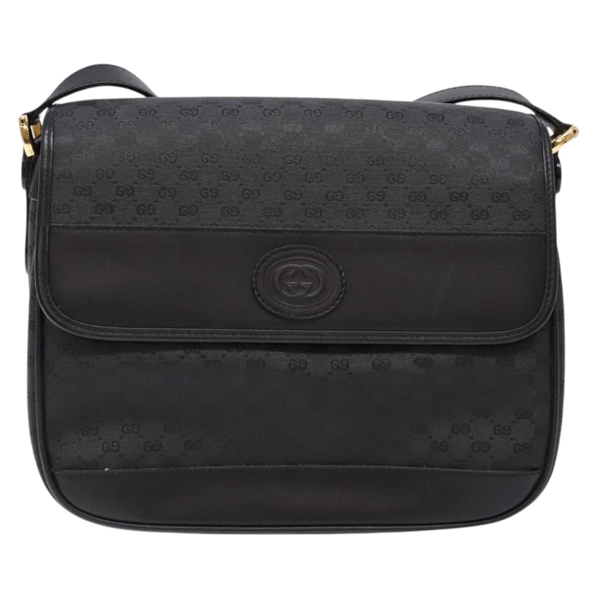 GUCCI Micro GG Supreme Shoulder Bag PVC Black Gold 001 14 0925 Auth 137566