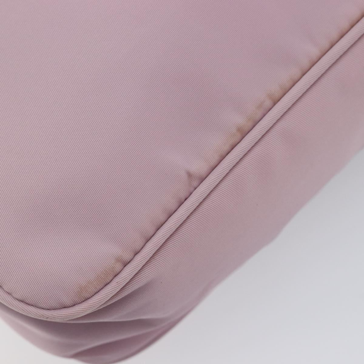 PRADA Accessory Pouch Nylon Pink Silver Auth 137568