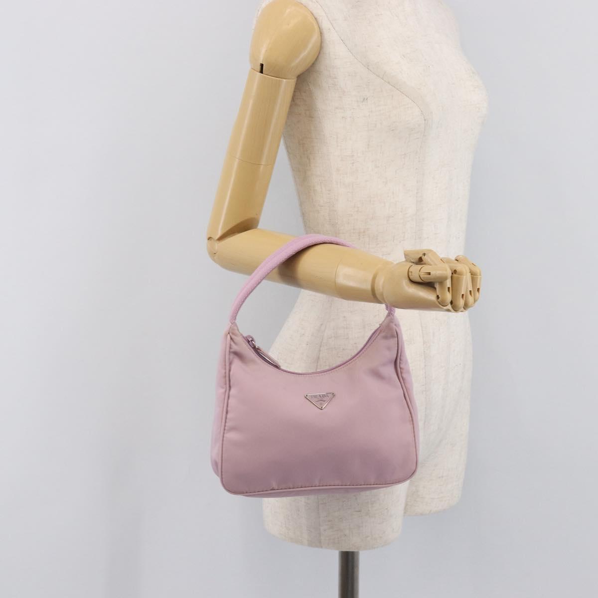PRADA Accessory Pouch Nylon Pink Silver Auth 137568