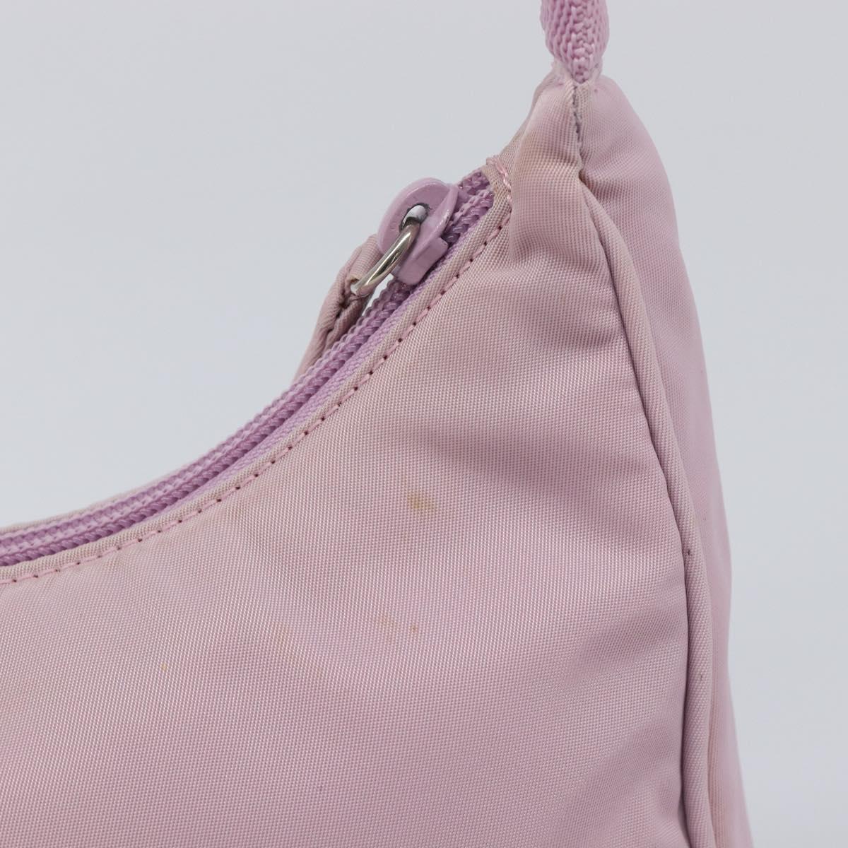 PRADA Accessory Pouch Nylon Pink Silver Auth 137568