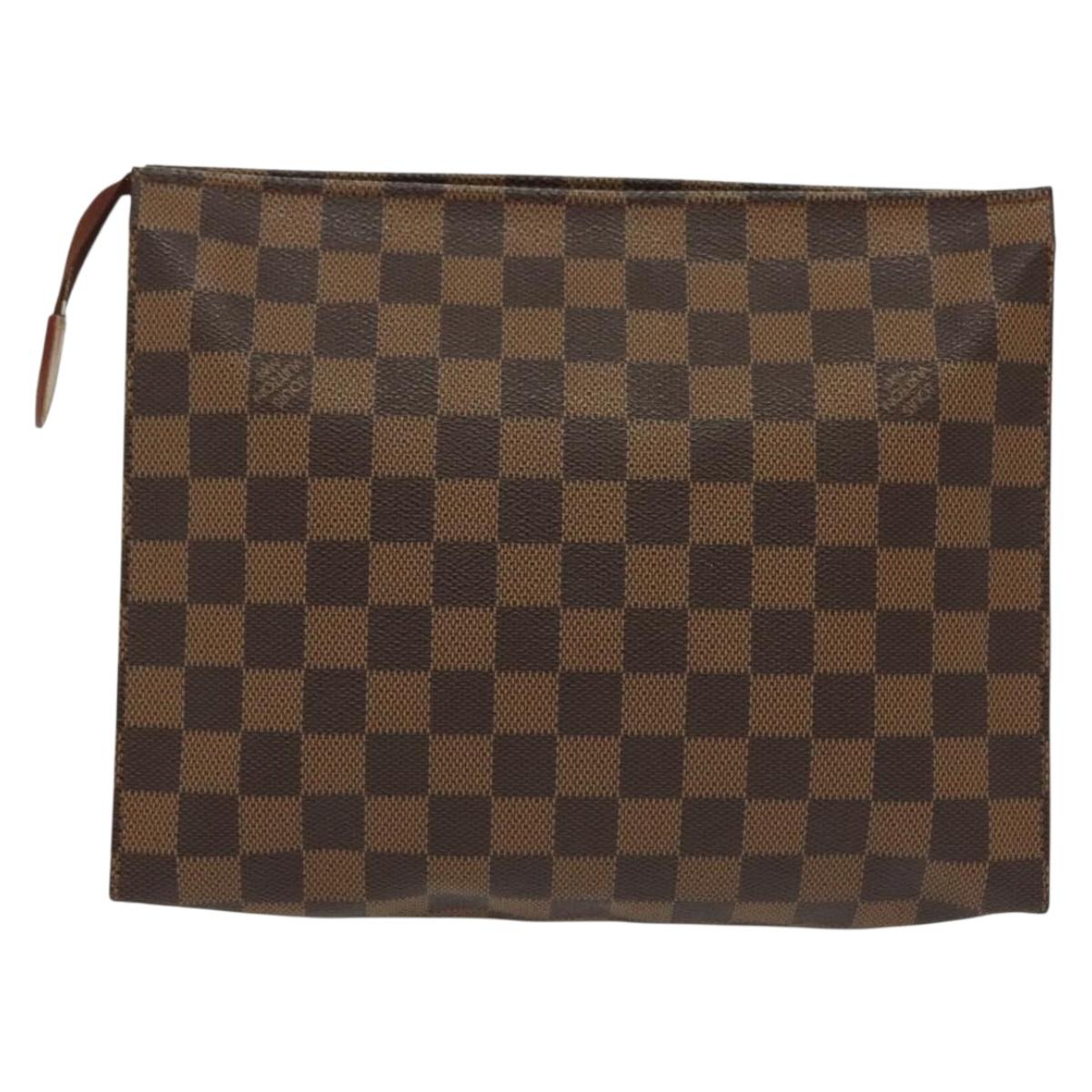 LOUIS VUITTON Damier Ebene Posh Toilette 26 Pouch N47543 LV Auth 137581