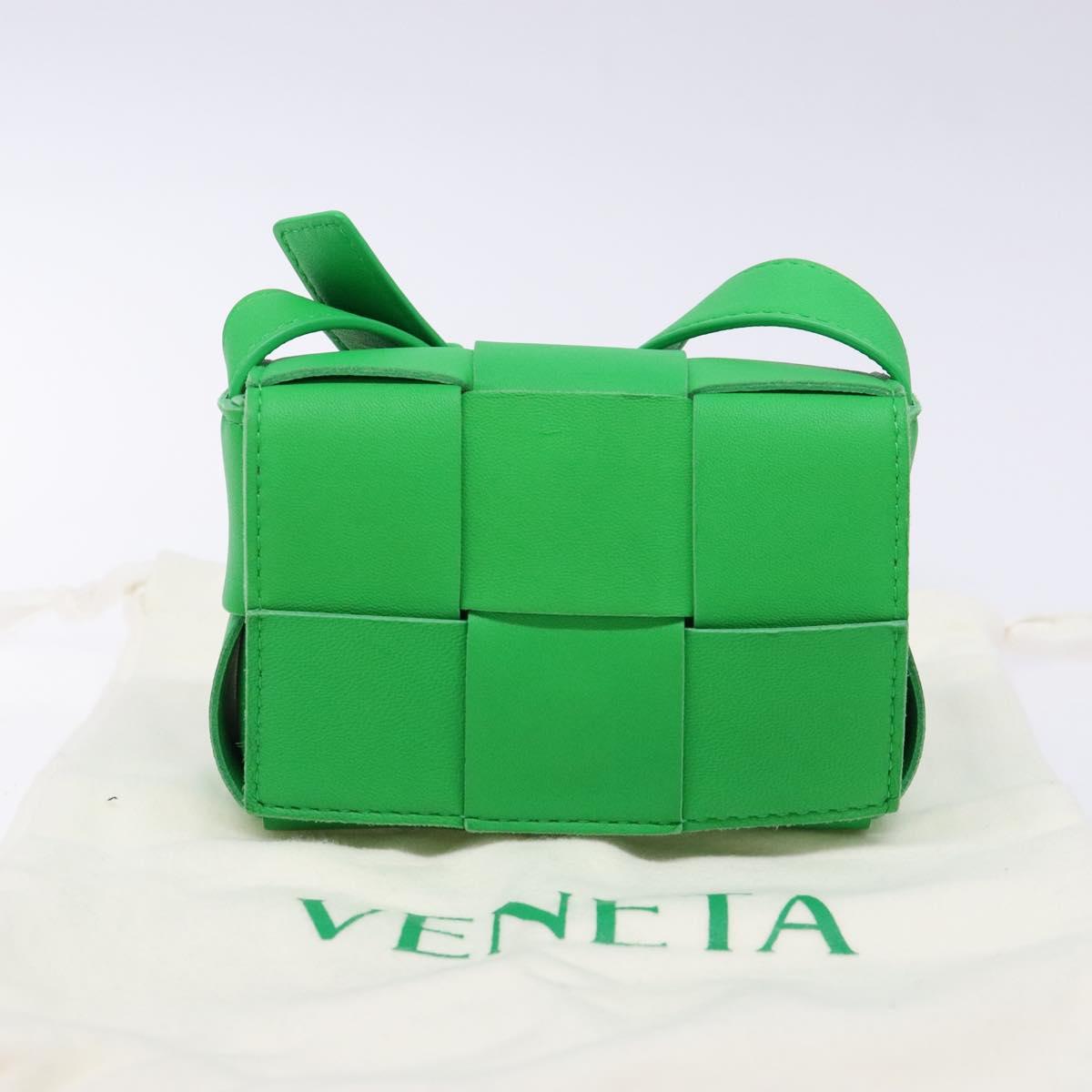 BOTTEGA VENETA MAXI INTRECCIATO Candy Cassette Bag Leather Green Auth 137583