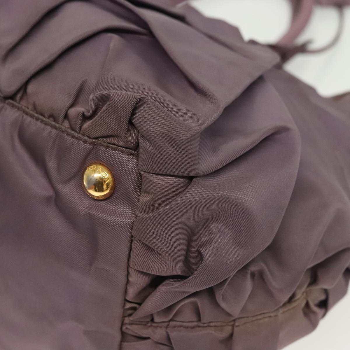 PRADA Hand Bag Nylon Purple Gold Auth 137586