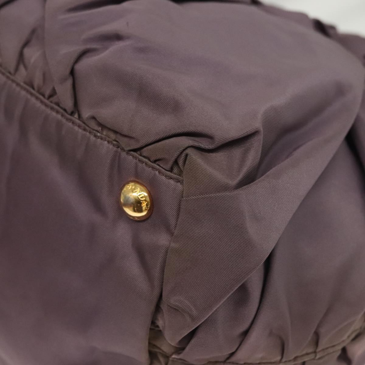 PRADA Hand Bag Nylon Purple Gold Auth 137586