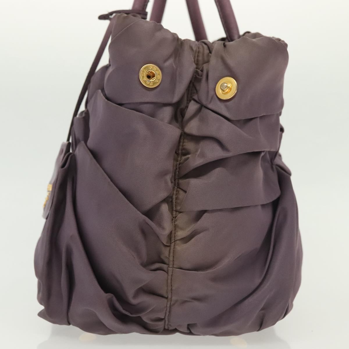 PRADA Hand Bag Nylon Purple Gold Auth 137586