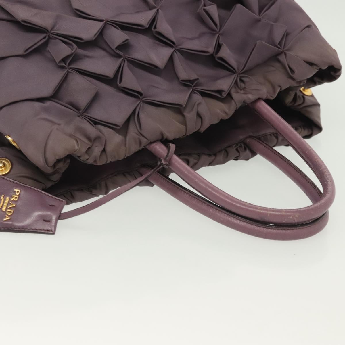 PRADA Hand Bag Nylon Purple Gold Auth 137586