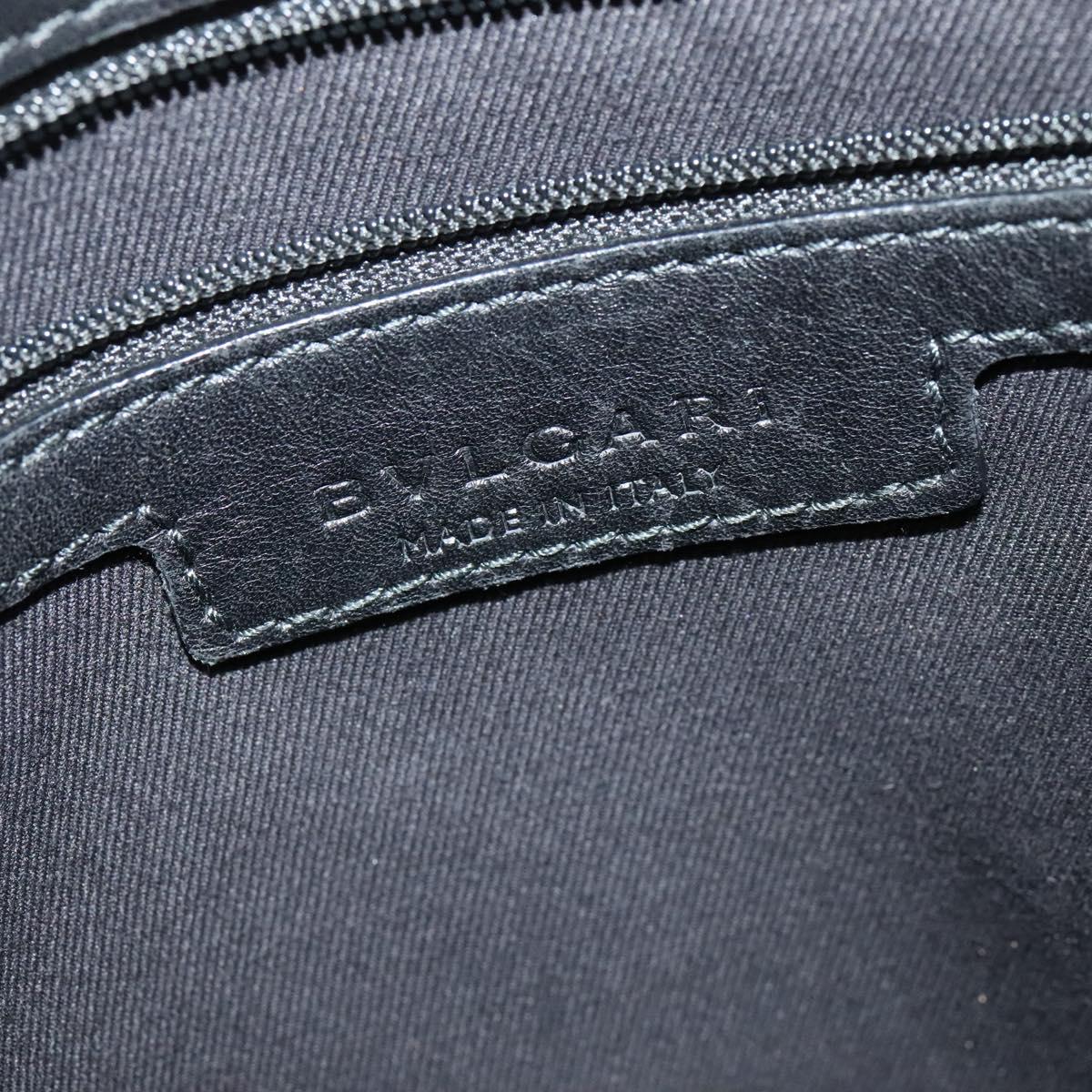 BVLGARI Tote Bag Leather Black Gold Auth 137590