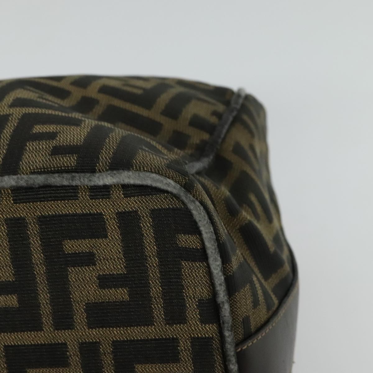 FENDI Zucca Canvas Vanity bag Pouch Brown Black gold Auth 137591