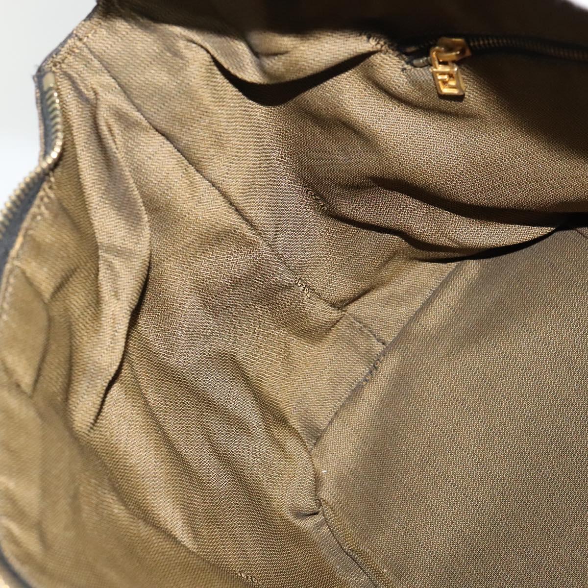FENDI Zucca Canvas Vanity bag Pouch Brown Black gold Auth 137591