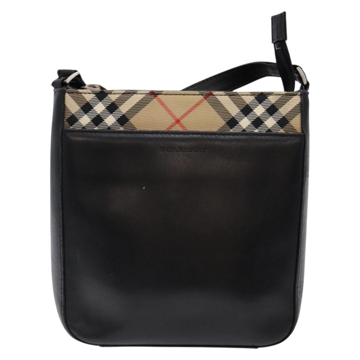 BURBERRY Shoulder Bag Leather Black Auth 137630