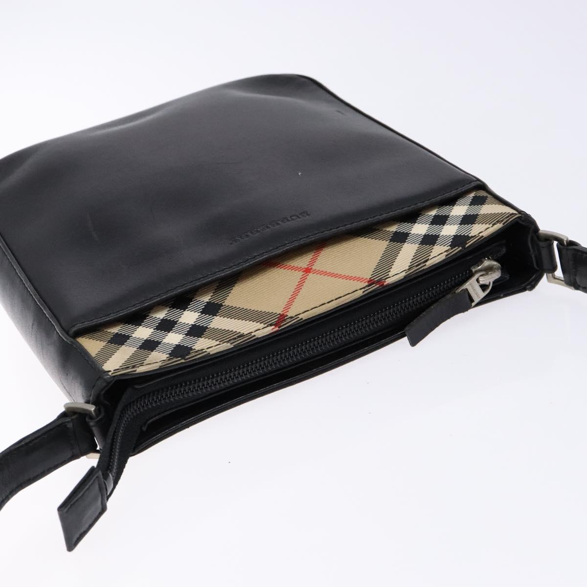 BURBERRY Shoulder Bag Leather Black Auth 137630
