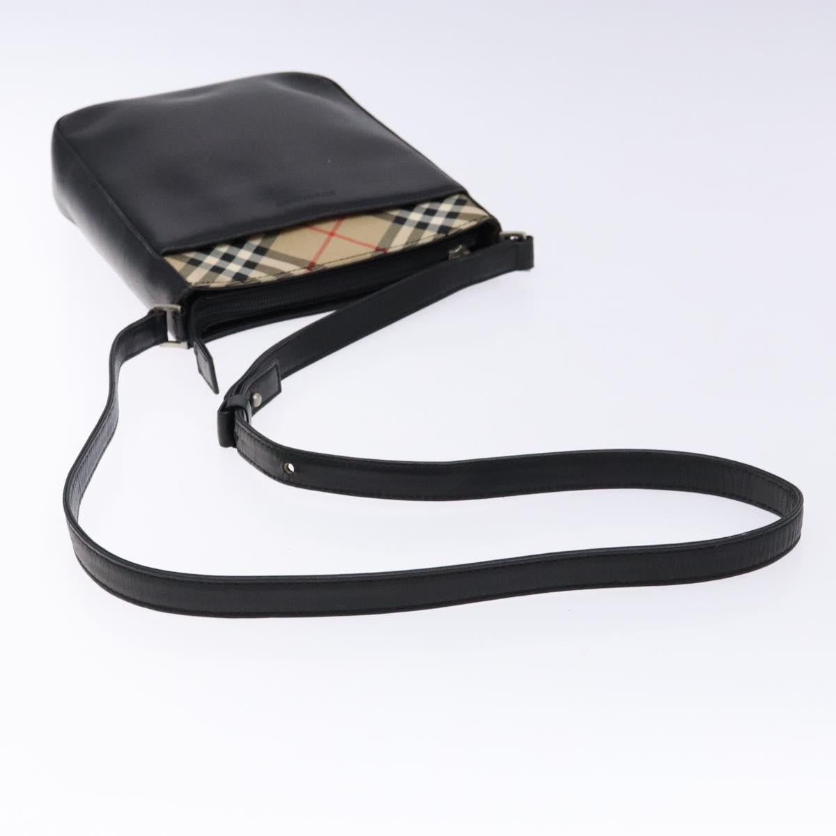 BURBERRY Shoulder Bag Leather Black Auth 137630
