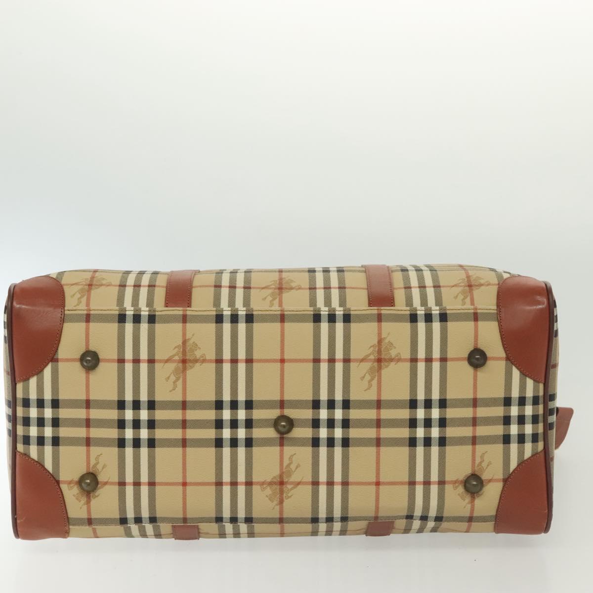 Burberrys Nova Check Boston Bag PVC 2way Beige Auth 137639