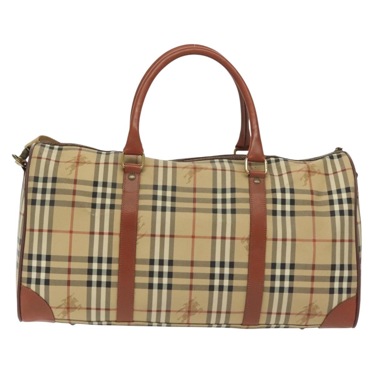 Burberrys Nova Check Boston Bag PVC 2way Beige Auth 137639