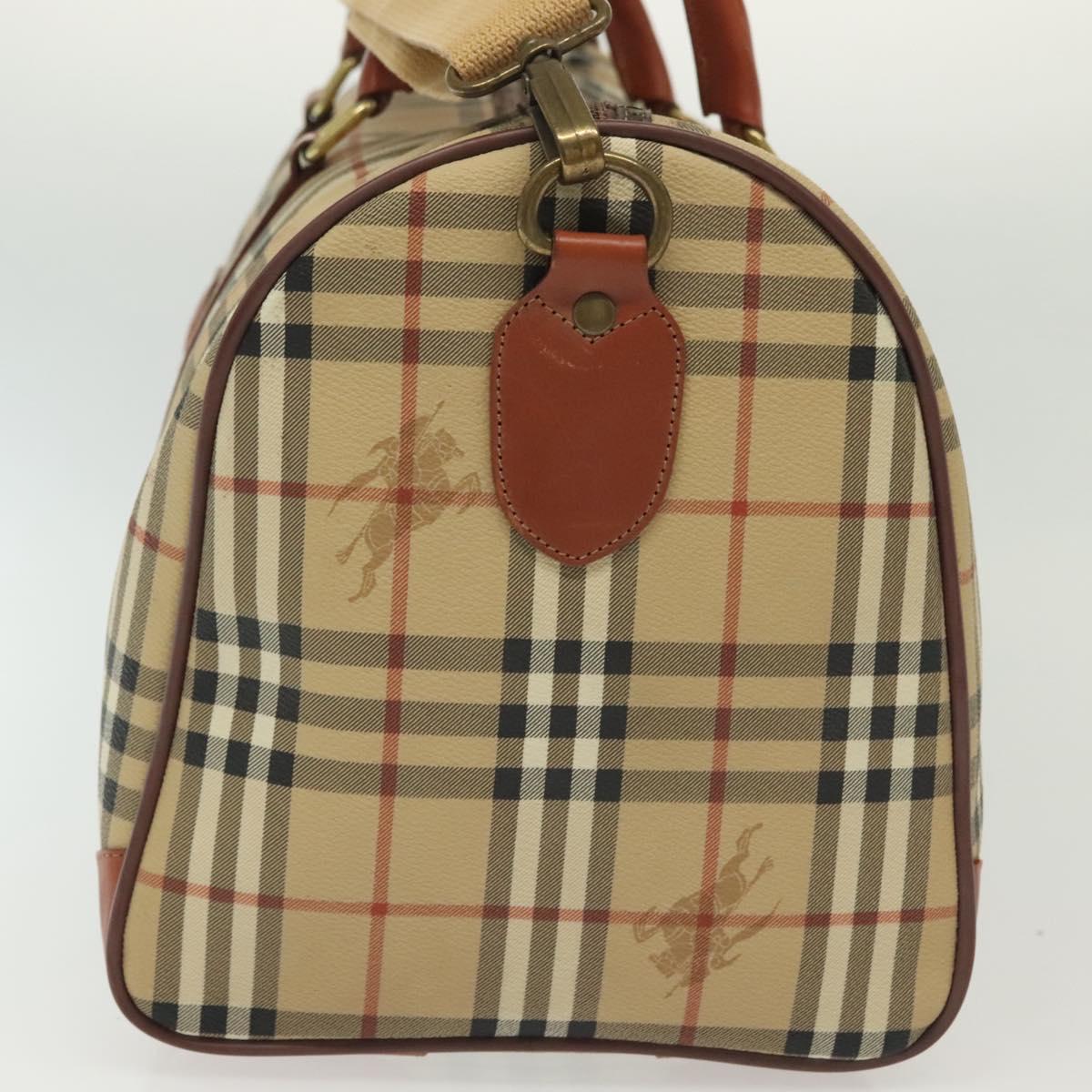 Burberrys Nova Check Boston Bag PVC 2way Beige Auth 137639