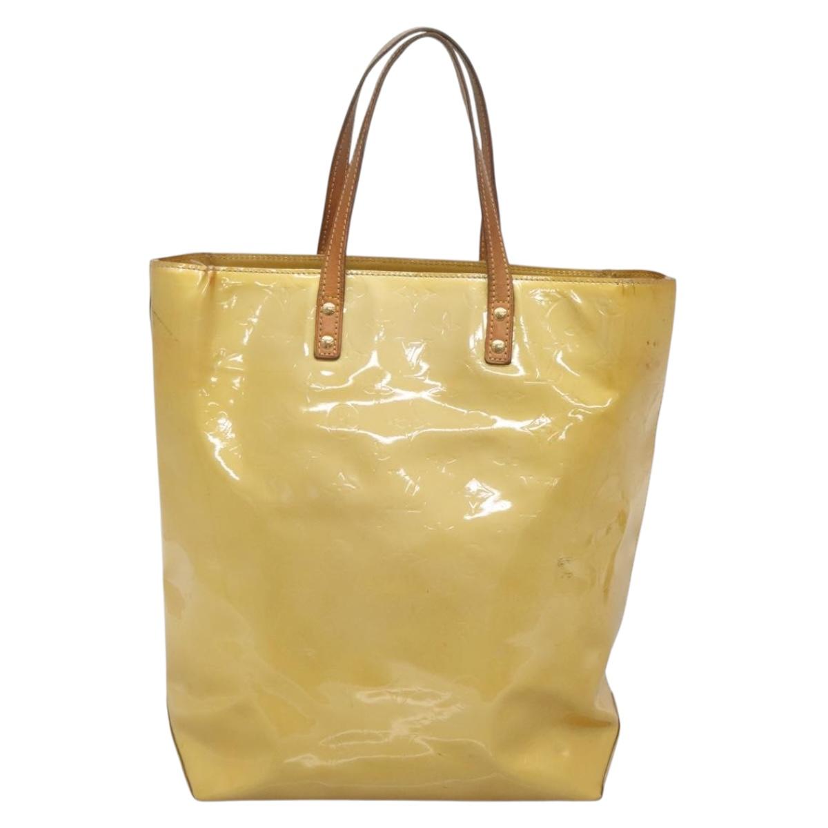 LOUIS VUITTON Monogram Vernis Reade MM Hand Bag Beige M91141 LV Auth 137641