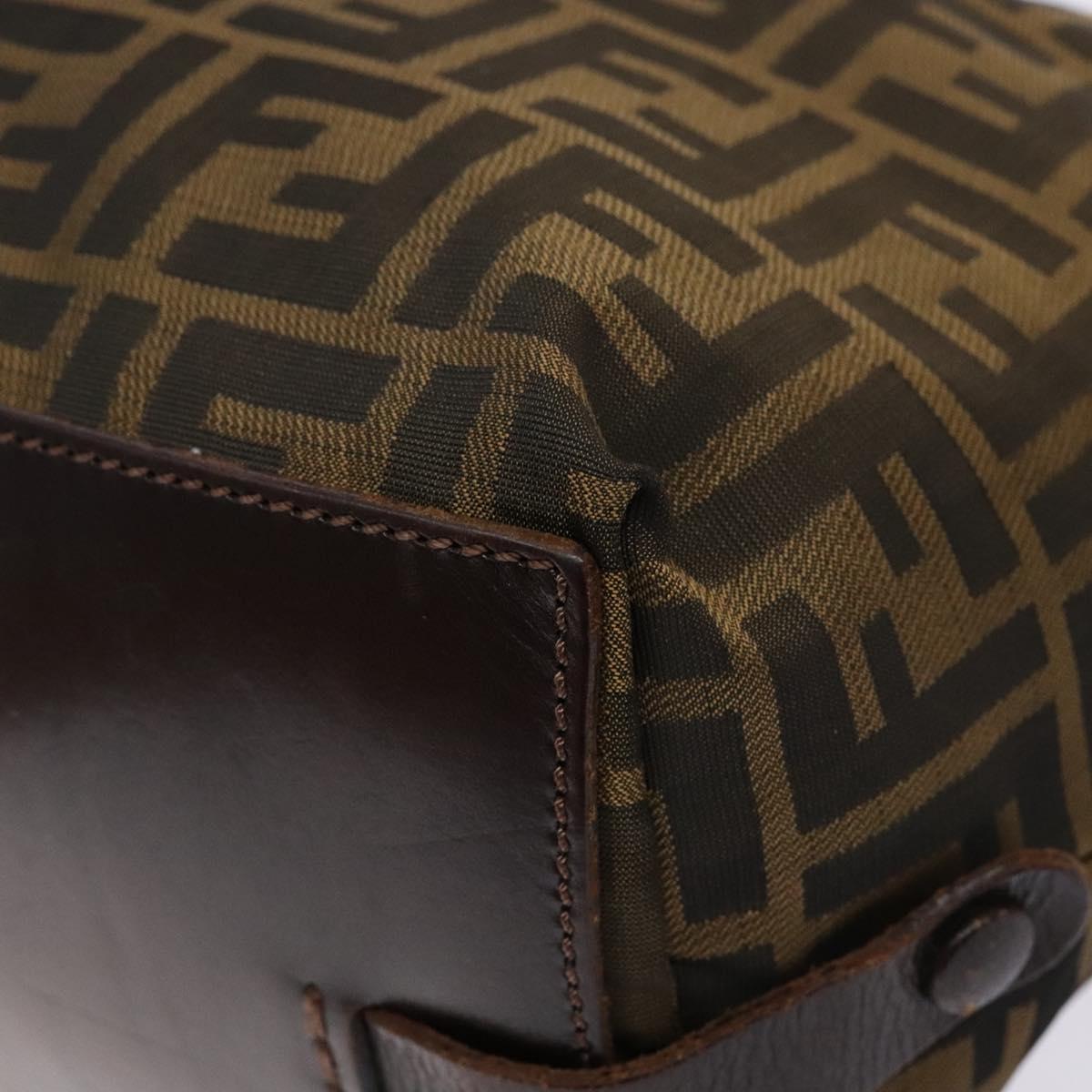 FENDI Zucca Canvas Hand Bag Black Brown Auth 137643