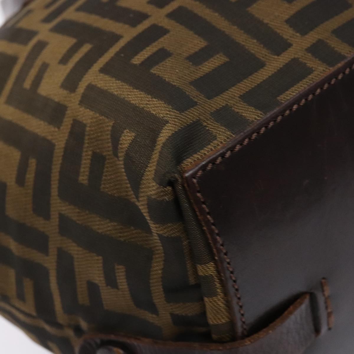 FENDI Zucca Canvas Hand Bag Black Brown Auth 137643
